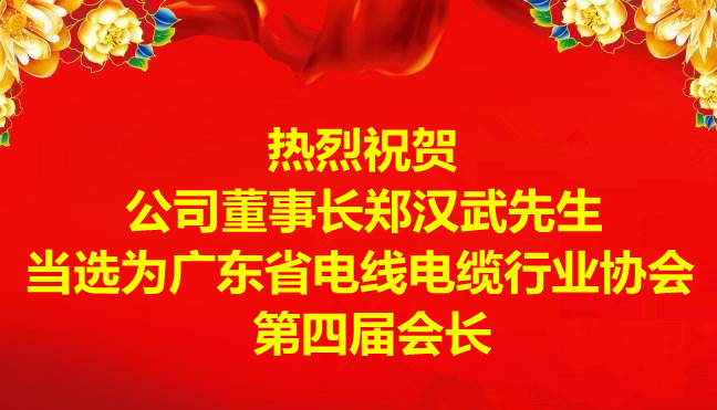 热烈祝贺公司董事长郑汉武先生当选为广东省电线电缆行业协会第四届会长